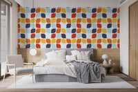 Vibrant geometric vintage wallpaper design