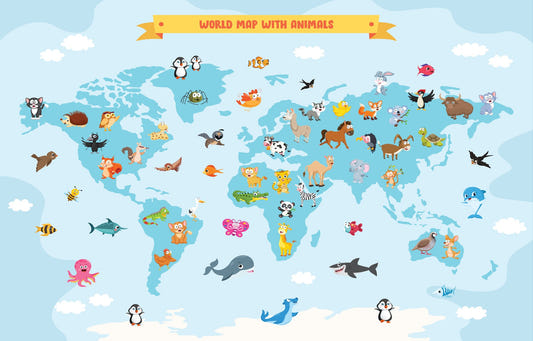 Animal World Map Wallpaper