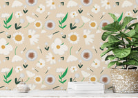 Beautiful Marigold and Dandelion Pearl Wallpaper
