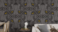 Removable wallpaper with hypnotic tiger design