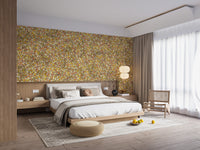 Artistic mural showcasing watercolor yellow and green leaves
