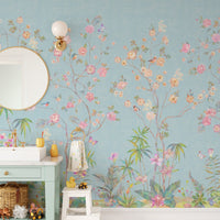 Trendy Blue Chinoiserie Wallpaper
