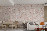 Self-adhesive whimsical botanical wallpaper design