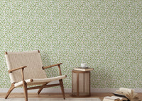 Nature-inspired wallpaper with scattered fresh leaves

