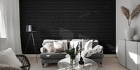 Chic black brick wallpaper accent for living rooms
