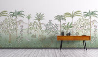 Colorful tropical flora and fauna mural