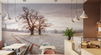 Misty Morning Meadow Wall Mural