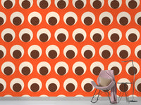 Eye-catching orange wallpaper with retro dots
