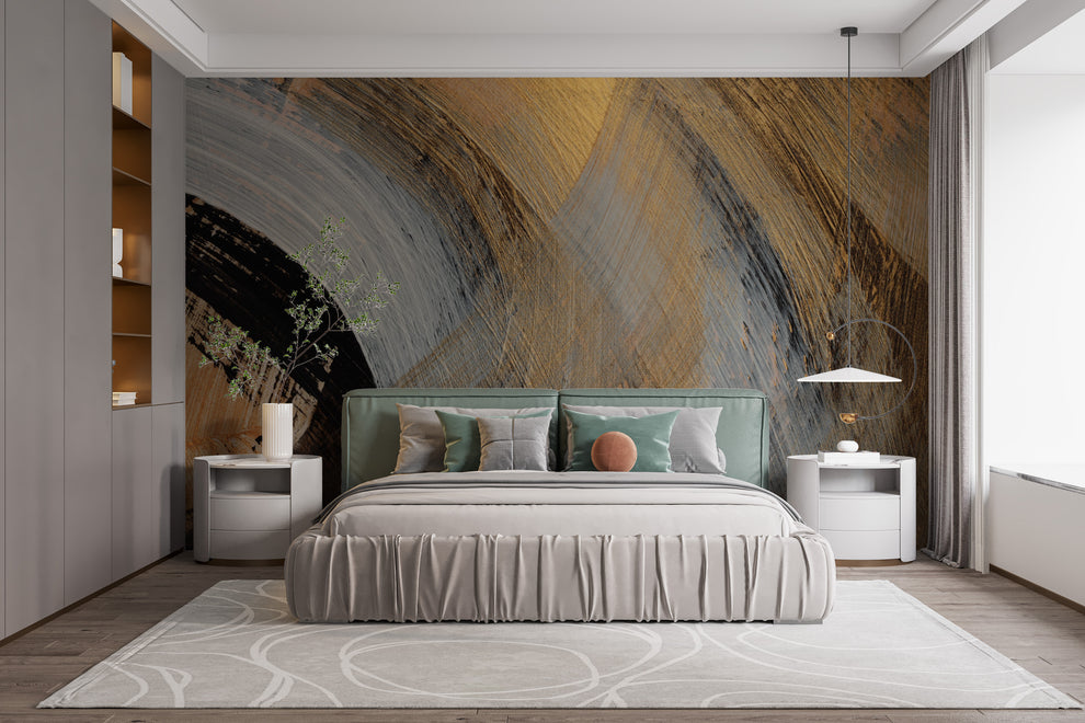 Abstract Golden Swirl Wallpaper Mural Abstract Golden Swirl Wallpaper Mural