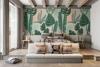 Modern Green Leaves Wallpaper Design
