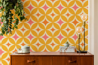 Bright and bold Portuguese Yellow Tiles Azulejos Design Wallpaper