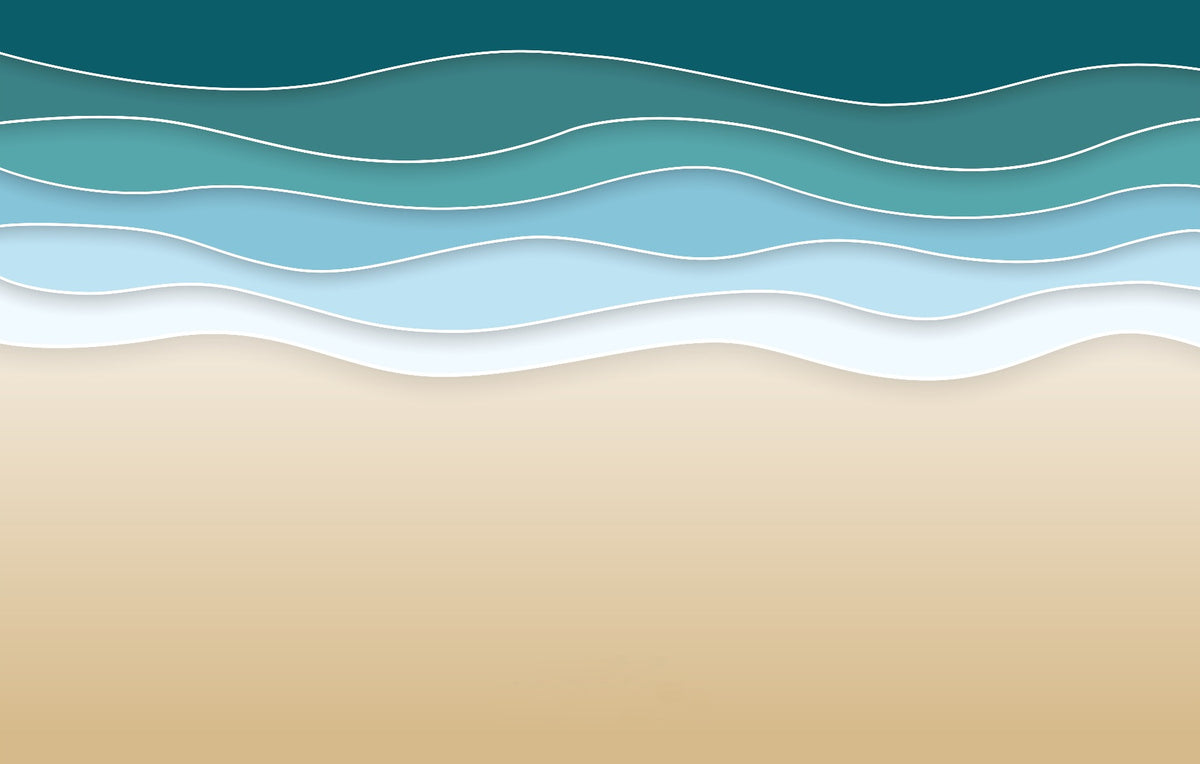 Blue Oasis Beach Wallpaper Mural in your room — zoomed