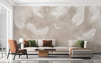 Vintage Watercolor Feathers Bedroom Wall Mural - Giffywalls