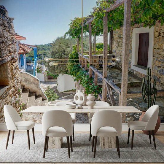 Rustic Pergola Hillside Retreat Wall Mural