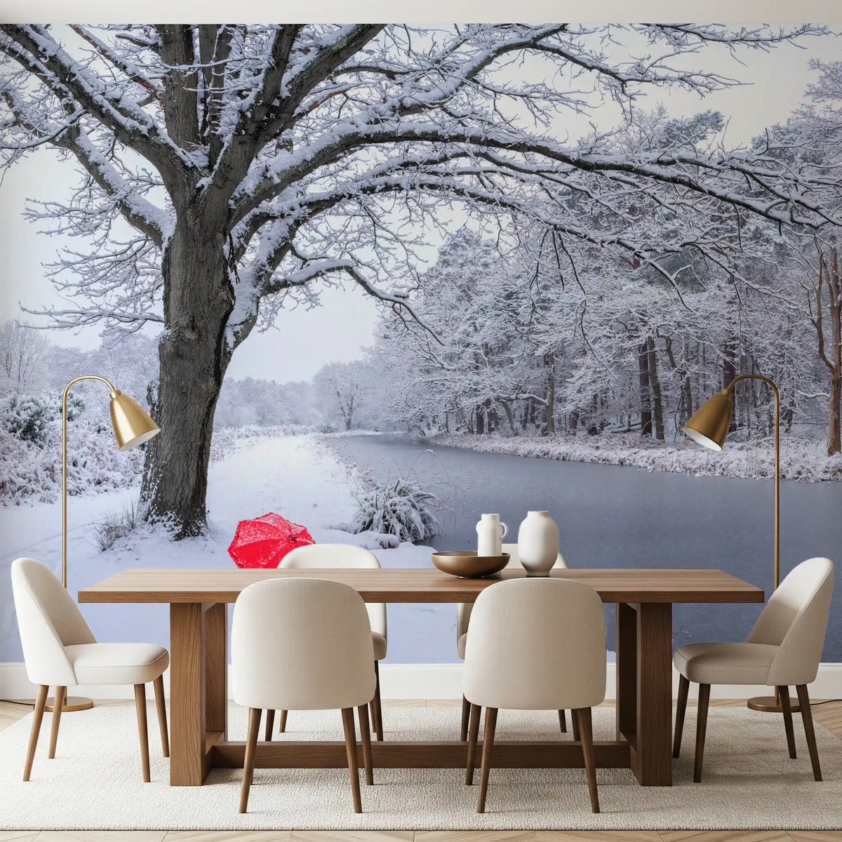 Frozen Canal Winter Wonderland Wall Mural