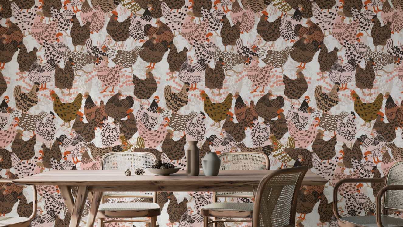 Clucking Chic Poultry Wallpaper