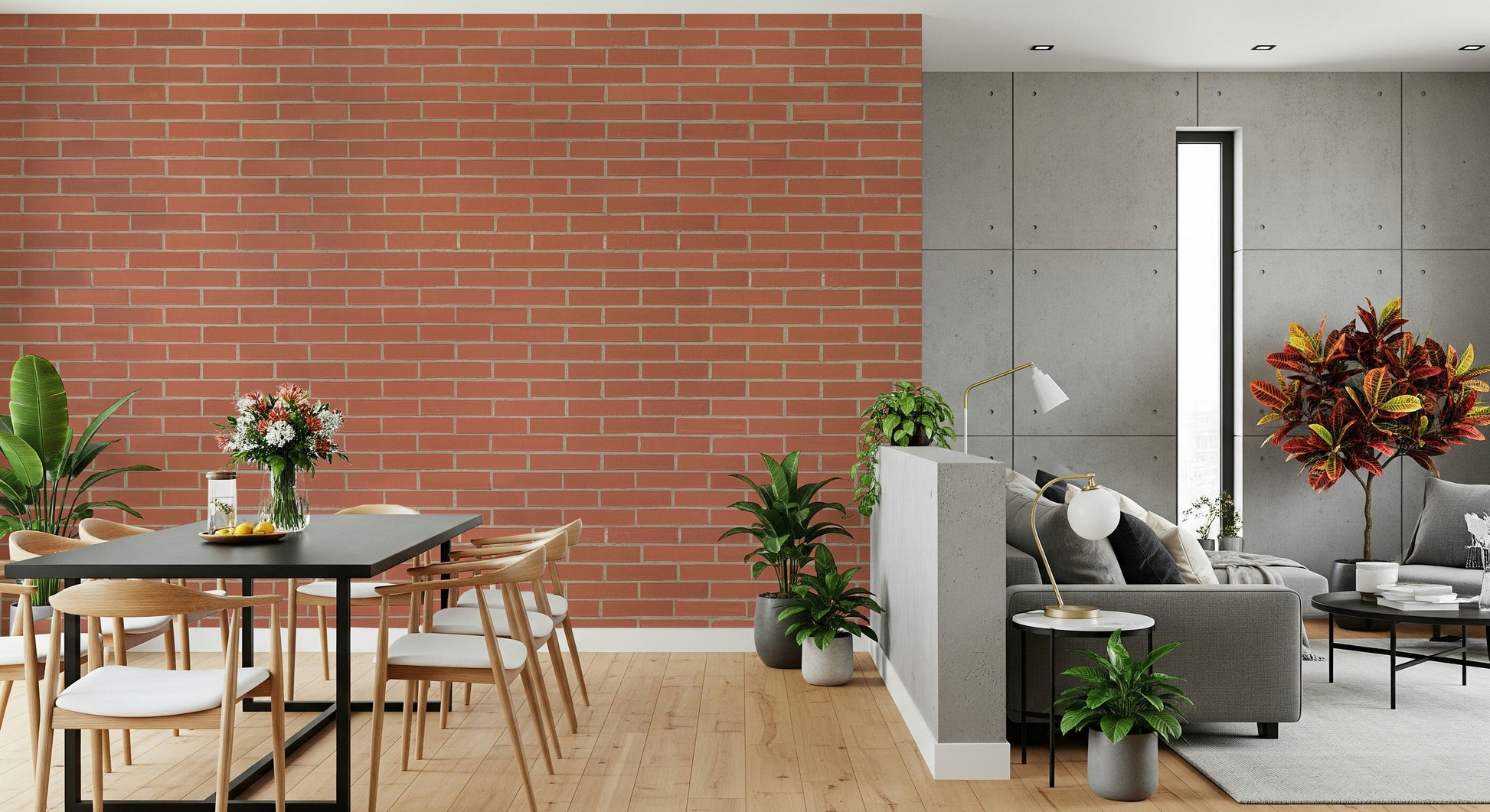 A contemplative faux brick wallpaper mural for a feature wall.

