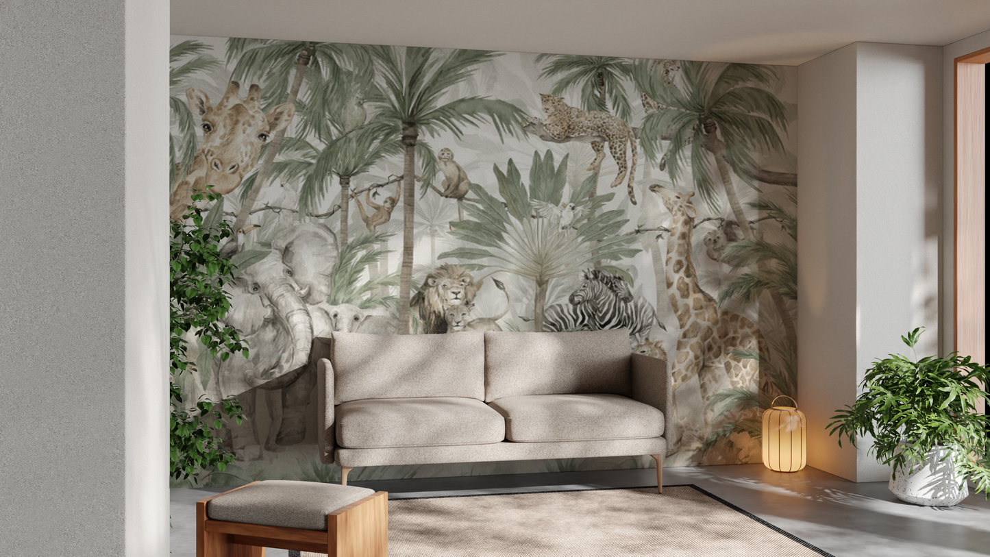 Jungle Safari Kids Wall Mural