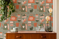 Vintage murals featuring coffee and sweets
