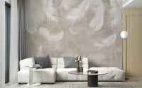 Subtle feather wallpaper in watercolor hues
