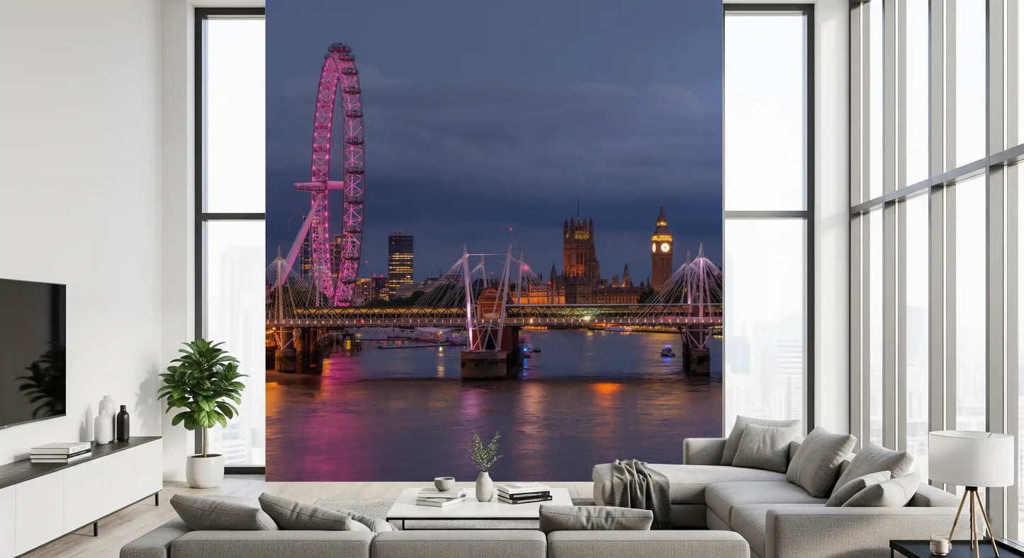 Evening River Thames Reflection Wall Mural
