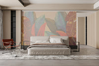Rustic Tropical Leaves Vintage Wall Mural
