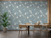 Stylish vintage wallpaper in soft turquoise