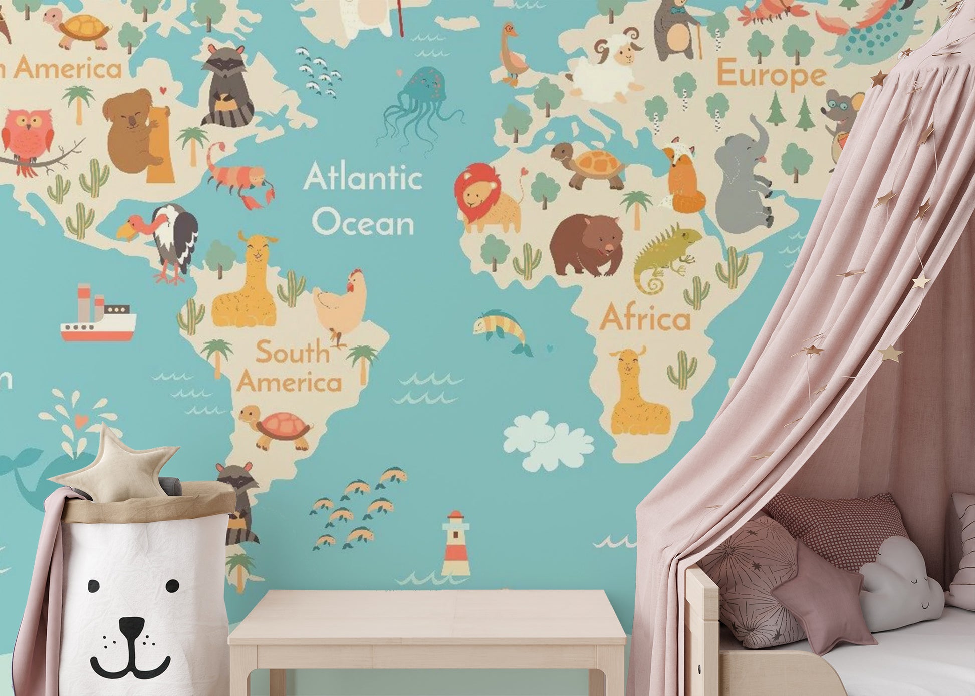Kids Room World Map Wallpaper Mural - Giffywalls