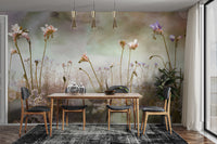 Watercolor freesia floral wallpaper for a soft, artistic wall finish.