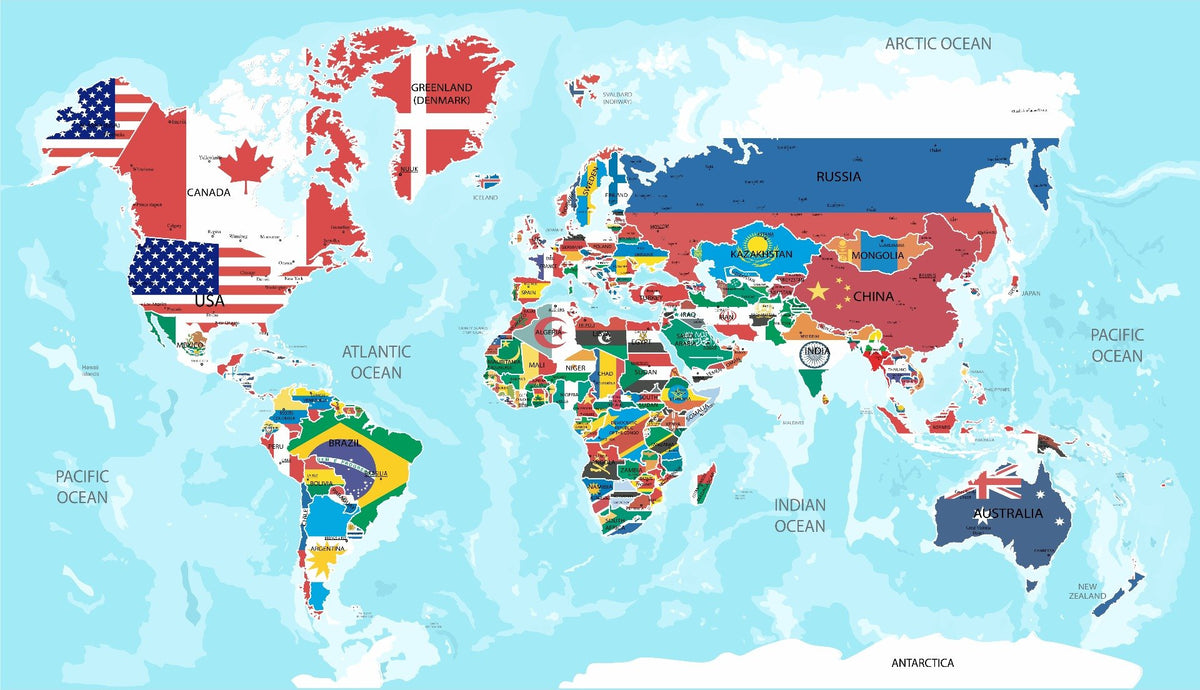 World Flags Wallpaper Mural in your room