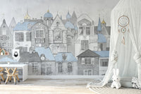 Artistic sketch-inspired mural for nursery walls
