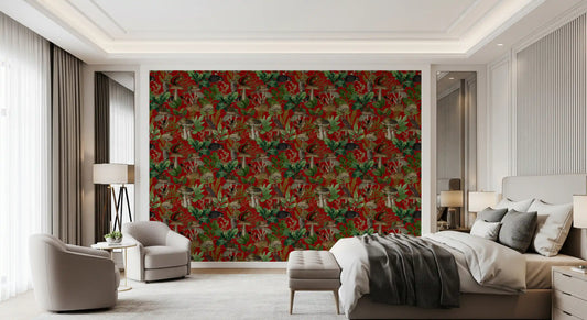 Enchanted Red Woodland Forest Wallpaper⁠