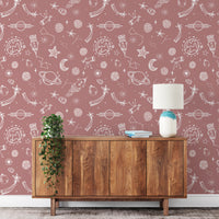 Space Voyage Rose Color Wallpaper for chic spaces