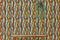 Textured Organic Stripe Waves Charcoal Wallpaper for textured appeal