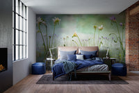 Transform your walls with freesia flower green mural wallpaper.