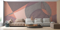 Watercolor geometric forms on modern wallpaper