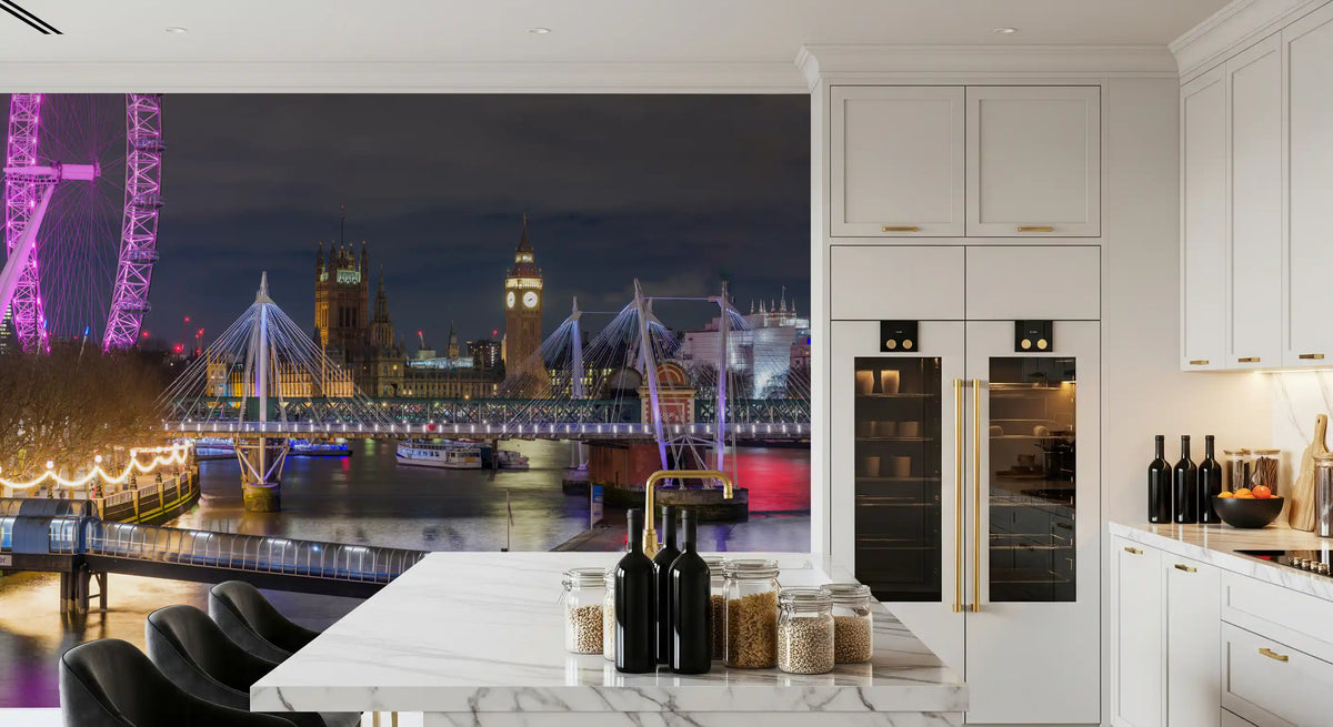 Hungerford Bridge Twilight Vista Wall Mural