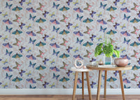 Artistic butterfly wallpaper mural with a vibrant color palette.

