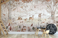 Autumn Forest Friends Wallpaper Mural - Giffywalls