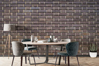 Brown faux brick wallpaper mural for rustic wall decor.