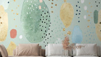 Vibrant watercolor green wallpaper design