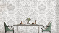 Silver Damask Wallpaper