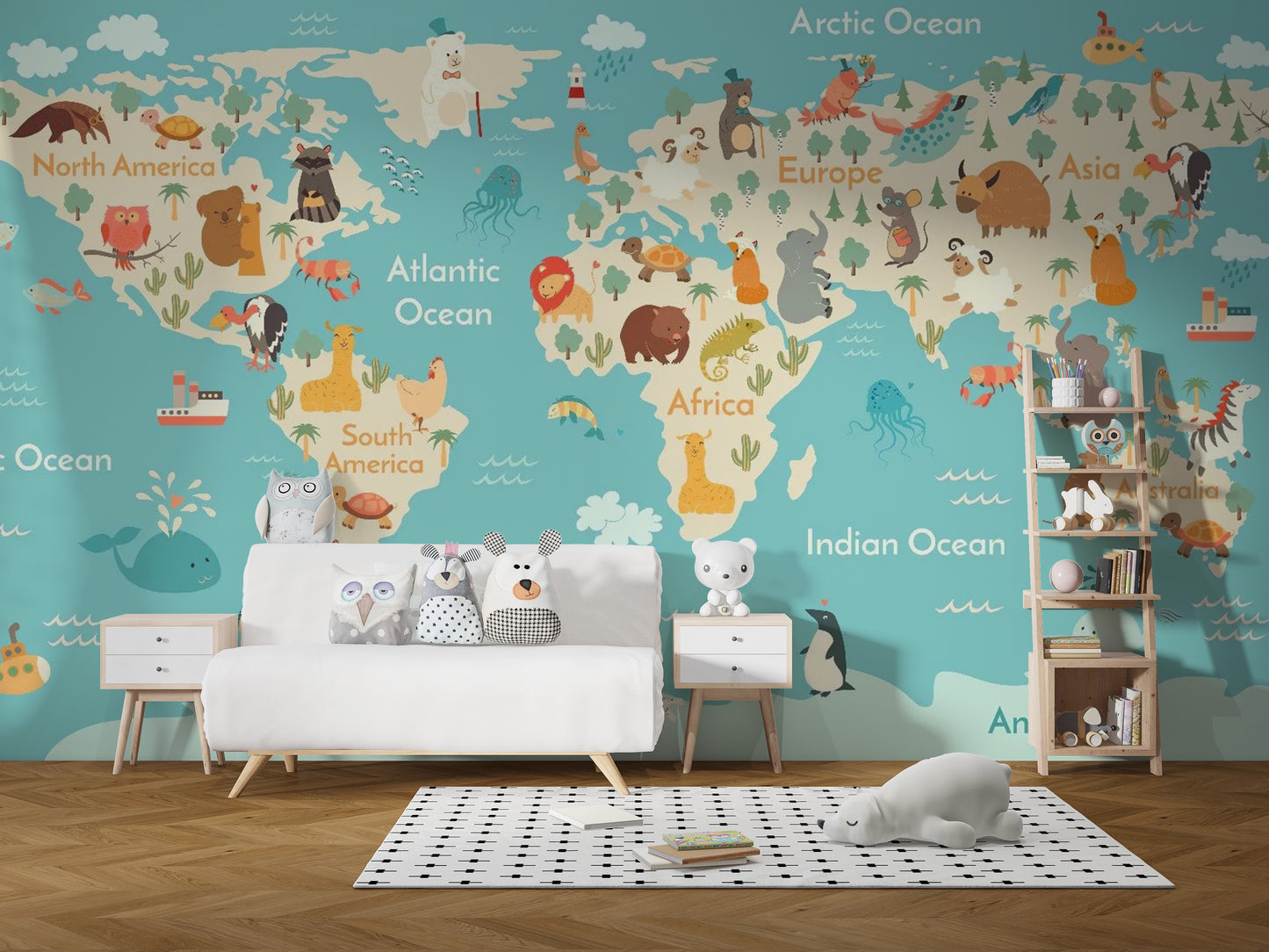 Kids Room World Map Wallpaper Mural - Giffywalls