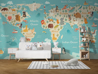 Kids Room World Map Wallpaper Mural - Giffywalls