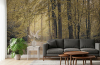 Muted Autumn Woodland Trail Wall Mural