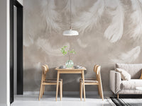 Dreamy vintage feather wallpaper decor
