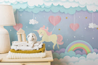 Running Unicorn with Clouds Wallpaper - Giffywalls