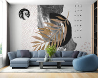 Monochrome marble mural with bold design
