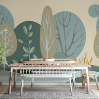 Abstract Green Tree Forest Wallpaper Mural - Giffywalls