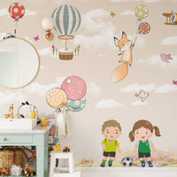 Happy Kids in Garden Wallpaper Mural - Giffywalls